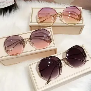 3-Pack Unisex Oversized Rimless Gradient Sunglasses with Rose Gold Accents, Night Vision Yellow Tint Lenses & Durable Lightweight Temples, Modern Stylish Casual Eyewear Perfect for Daily Wear, Night Driving, Street Style & Outdoor Activities tiktokshopspr