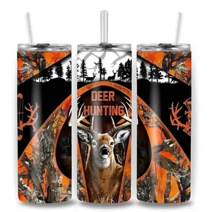 Deer hunting 20oz Stainless Steel Tumbler Durable Eco-Friendly Straight Tumbler with Vibrant Customizable Prints for Hot Cold Drink