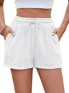 Women's Summer High Waist Wide Leg Casual Shorts, Large Pocket Design, Solid Color, Loose Fit, Perfect for Daily Wear