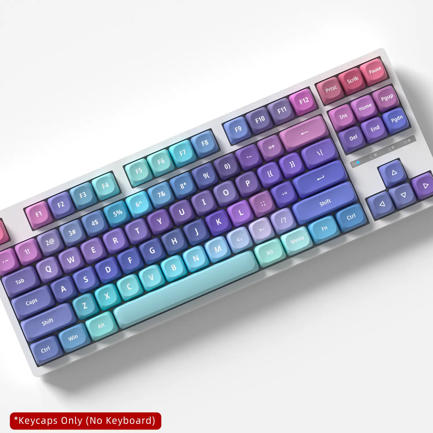 121-Key Set Of Blue, Purple, And Pink Soft-Color Keycaps In A Gradient Series, Perfect As A Holiday Or Birthday Gift