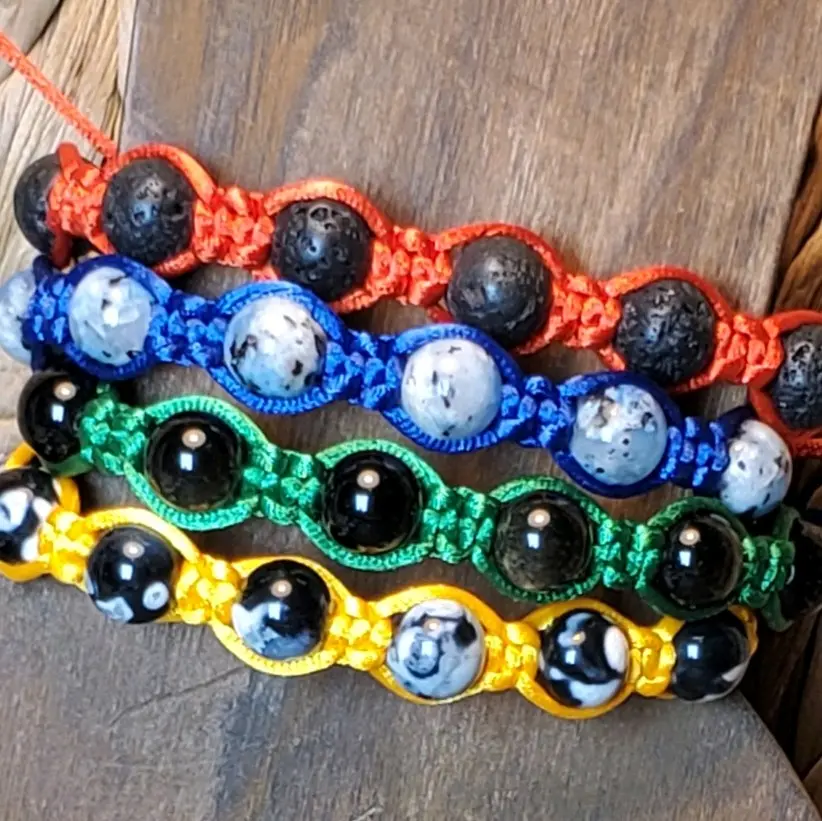 8mm Beaded Macrame Bracelet Classic Colors