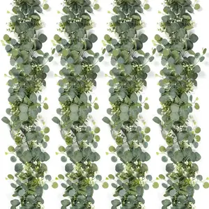 4pcs Artificial Eucalyptus Garland, Creative DIY Spring Faux Eucalyptus Leaf Vine, Decorative Plants for Wedding Party Home Garden