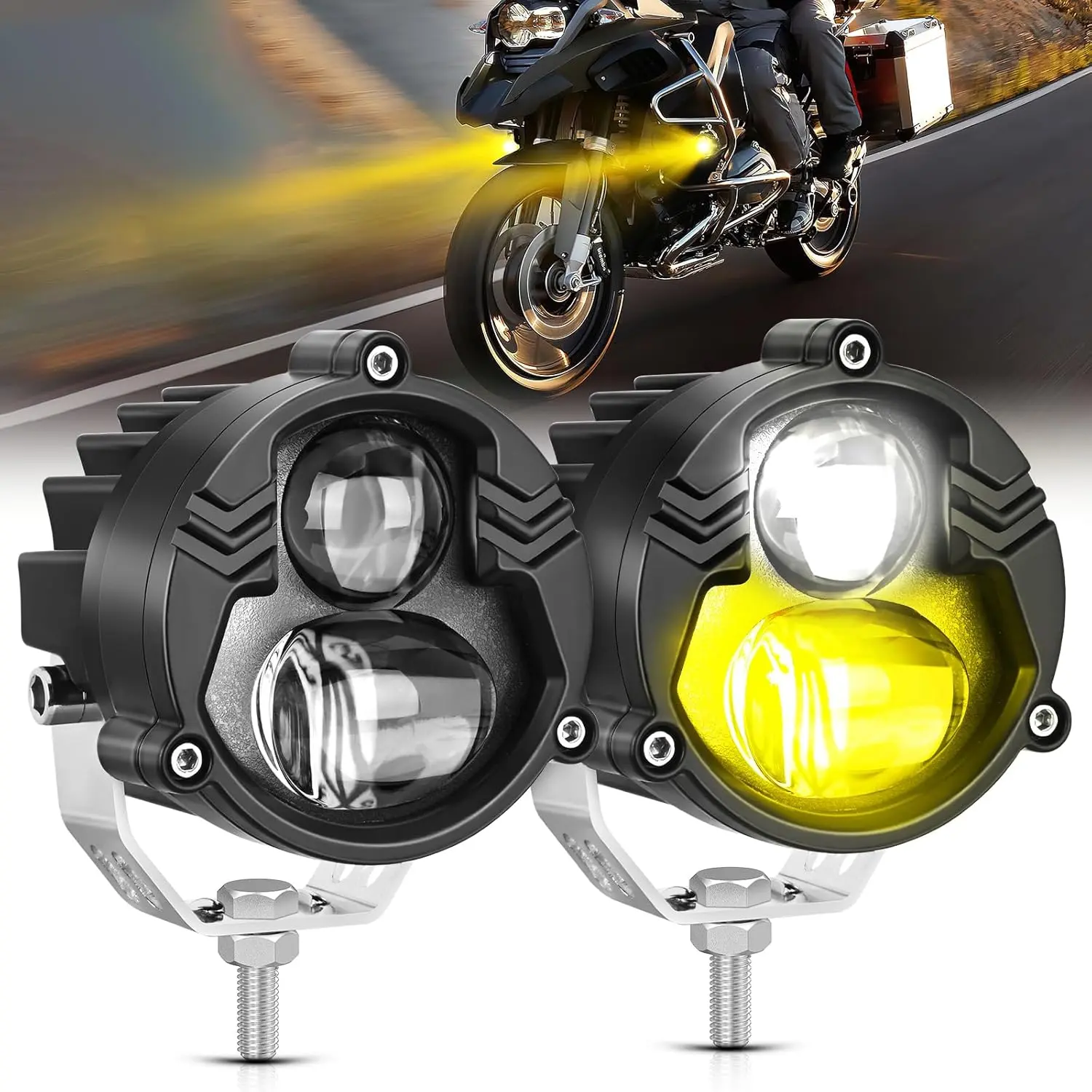 Nilight 2.7 in White-Amber Spot Beam LED Pods - IP67 Waterproof Offroad Auxiliary Fog Lights, Motor Parts Accessories, LED Headlamp for ATV, SUV, Led Driving Lights, Headlight Led