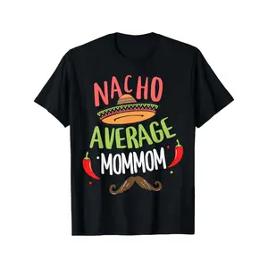 Men'S Funny Mexican Mustache Cinco de Mayo T-Shirt |   180gsm Heavyweight, 100% Casual Round Neck Tee with Sombrero & Nacho Average Mommy Graphic Print, Humorous Spanish Text Design, Suitable for Various Occasions, Vintage Style, Crew Neck