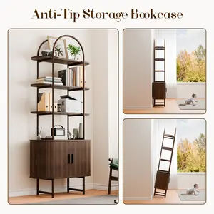Bookcase, 5 Tier Bookshef Tall Bookshelves, Home Storage Organizer, Free Standing Storage Shelving Unit Corner Book Shelf for Bedroom Living Room Office
