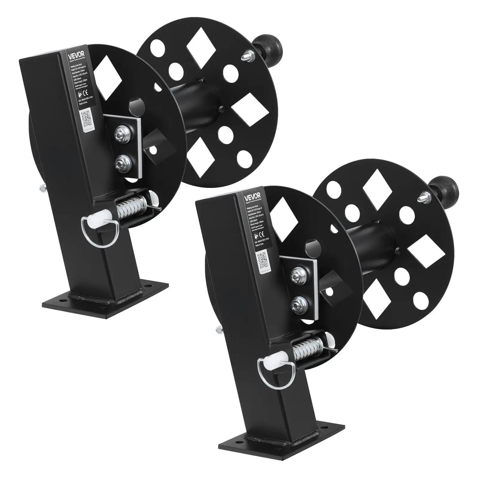 VEVOR 2PCS Heavy Duty Welding Cable Reels, Welding Cable Lead Reels for 150FT 1/0 & 125FT 2/0 Cable, Powder-Coated Steel Reel with Locking Pin for Service Trucks, Fleet Maintenance, Jobsites