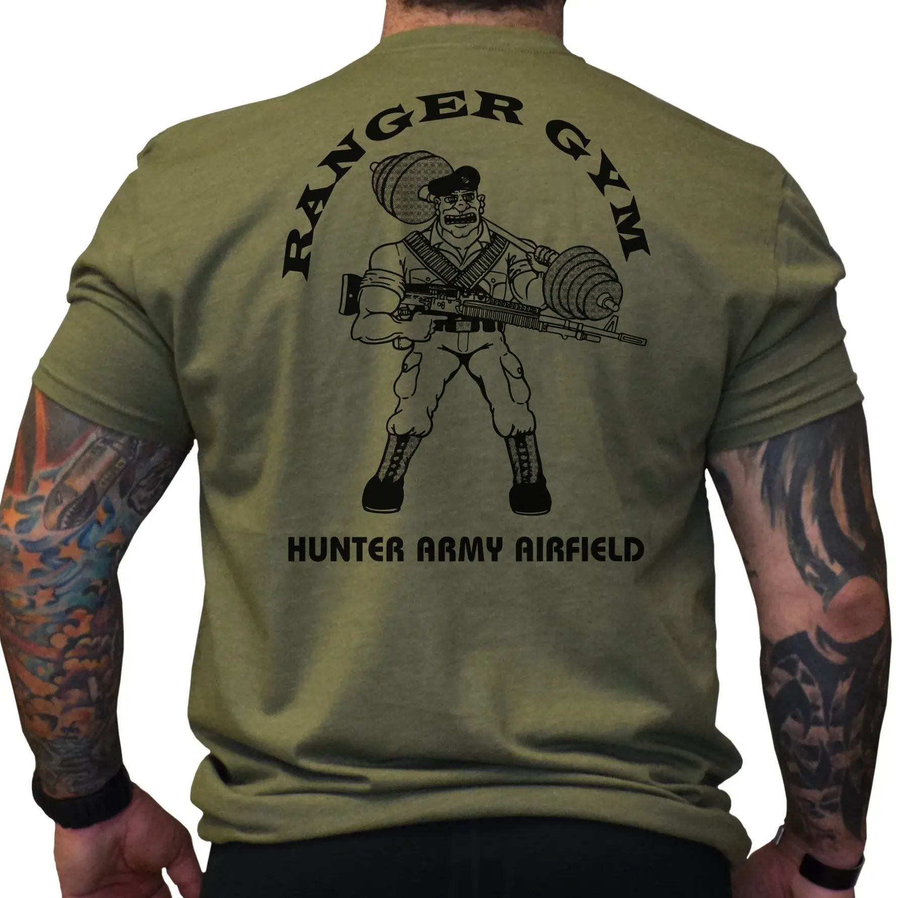 Ranger Gym Hunter Army Airfield Graphic Tee | Vintage Military Workout T-Shirt Top Gym Long Vintage Tshirt Wetsuit