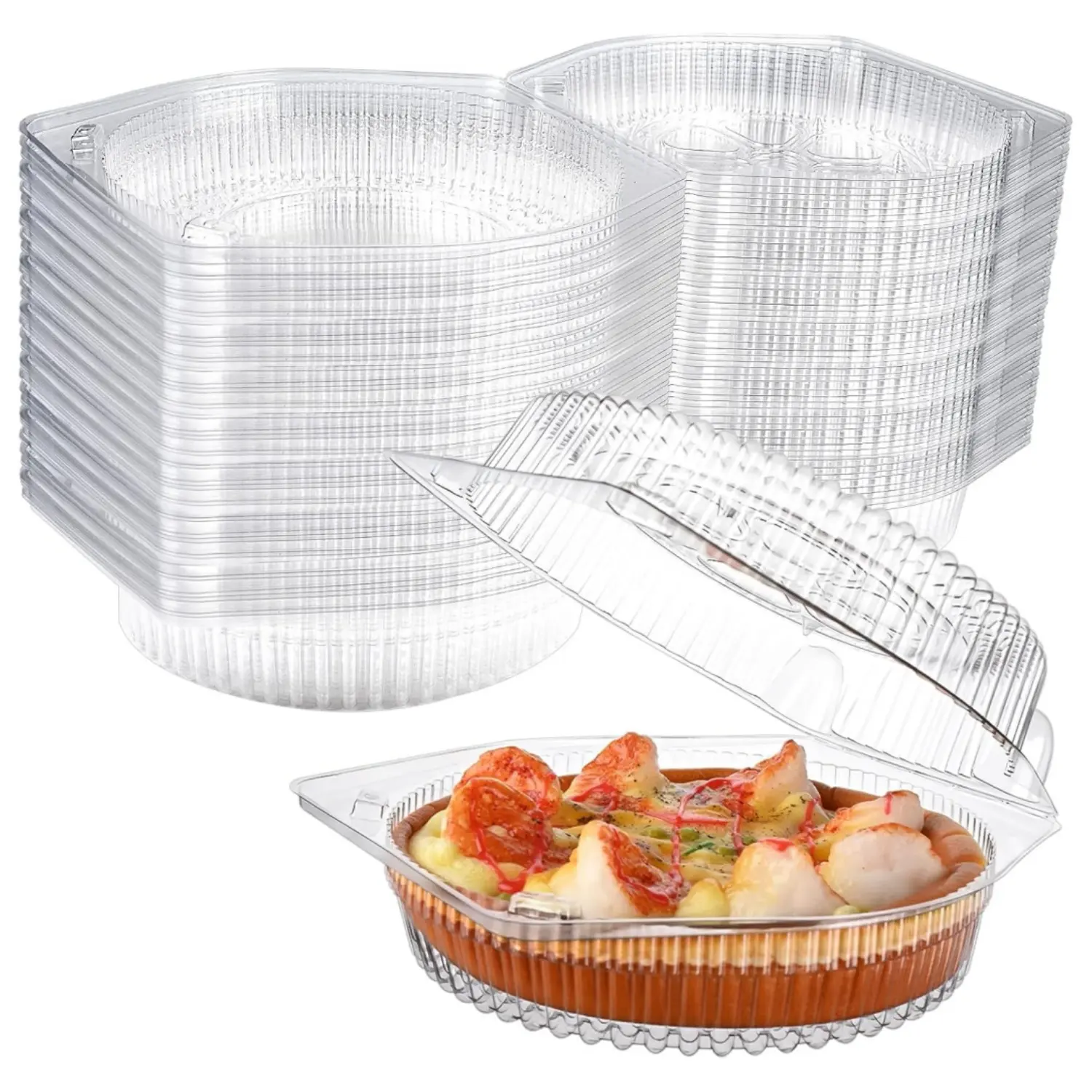 40Pcs 6'' Disposable Pie Keeper Clear Plastic Dessert Containers with Hinged Locking Lids Round Pie Carrier Clamshell Takeout Food Containers for Flan Doughnut Cookies Salads Fruits Vegetables - Home Improvement.
