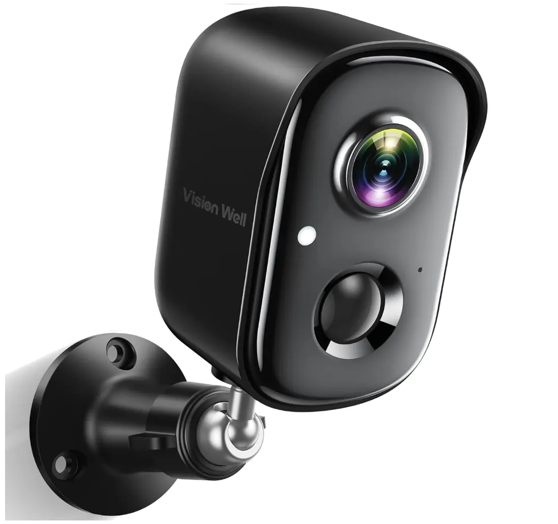 VISION WELL Security Cameras Wireless Outdoor, 1080P Battery Powered AI Motion Detection Spotlight Siren Alarm WiFi Surveillance Indoor Home Camera, Color Night Vision, 2-Way Talk, Waterproof, Cloud/SD Storage Audio Cable