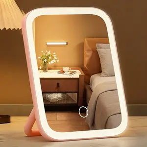 LED Lighted Makeup Vanity Mirror, 3 Color Dimmable Lighting Desktop Mirror with Touch Control, Portable Illuminated Fill Light Mirror for Bedroom Dressing Table Vanity Desk, Ideal Gift for Women and Girls