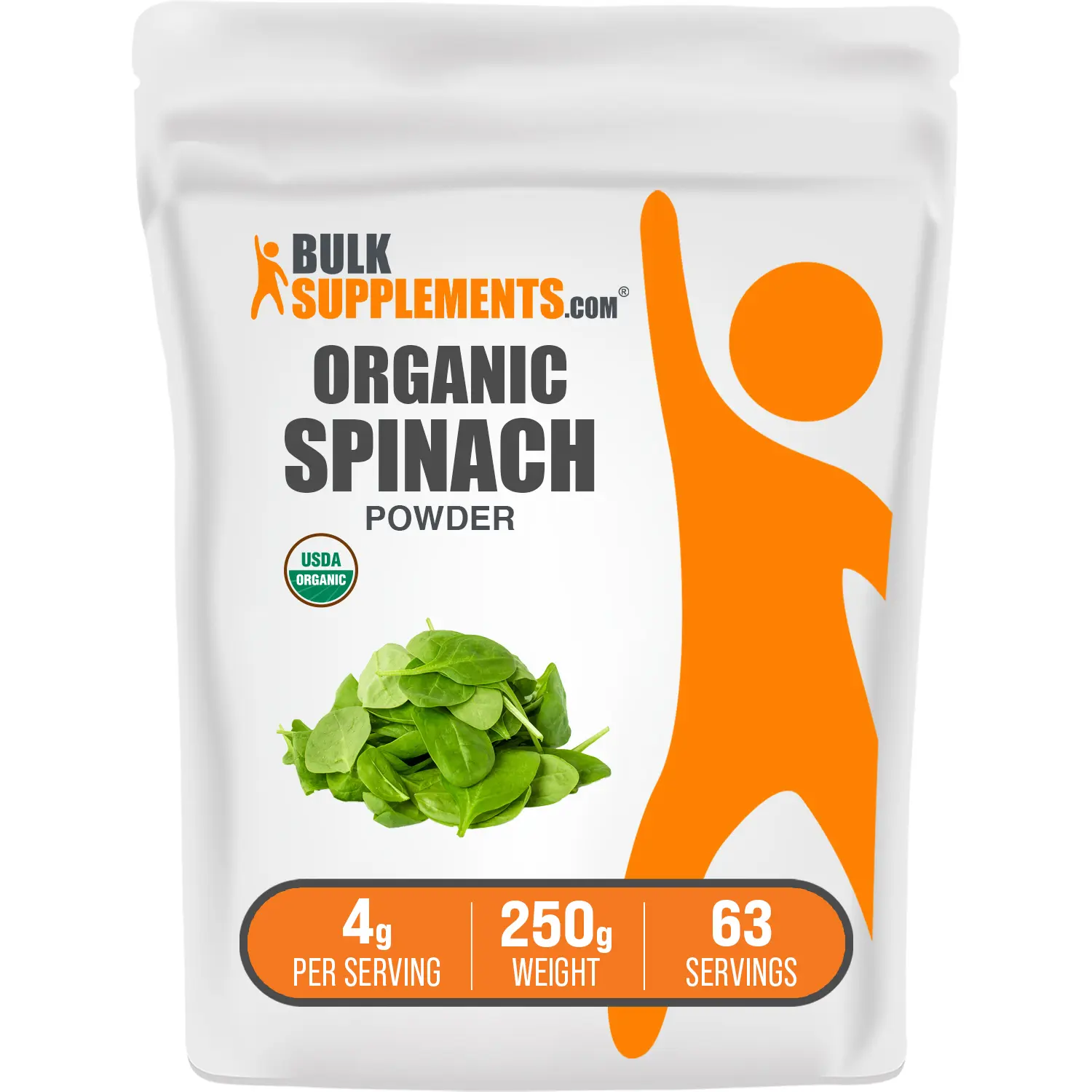 BulkSupplements Organic Spinach Powder - Natural Dairy Free Nutrition Supplement - Digestive Support, Immune Support - 250g, 4g per Serving