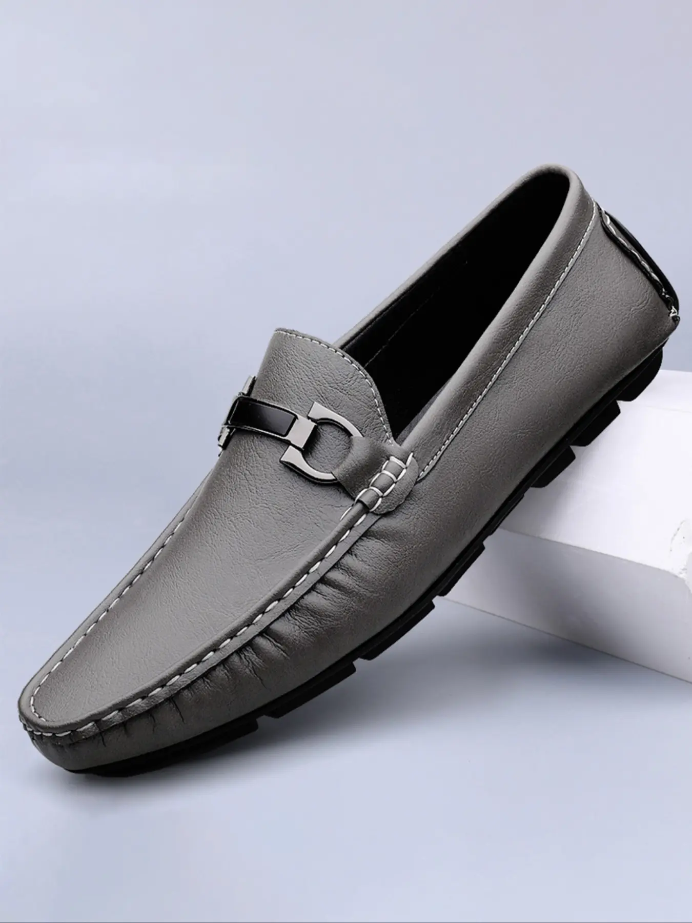 Luxury Men's First Layer Cowhide Loafers, Rubber, Casual Business Style Slip-On Flats, Suitable for All Seasons, Weddings, Parties, Office, Leather Loafers