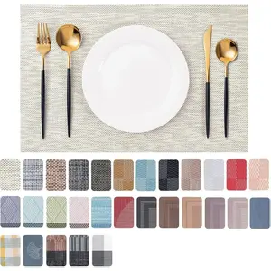 Free shipping/3p Placemats Set of 4 Washable Vinyl Place Mats for Dining Table Durable Heat Resistant Weave Table