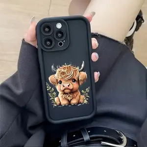 [Highland Cow iPhone Case] Trendy & Unique Highland Cow Phone Case| Charming, Fun & Minimalist Design| Compatible with iPhone 11-16, 16E, 16PRO, 16PROMAX, 16PLUS| Stylish for Men & Women