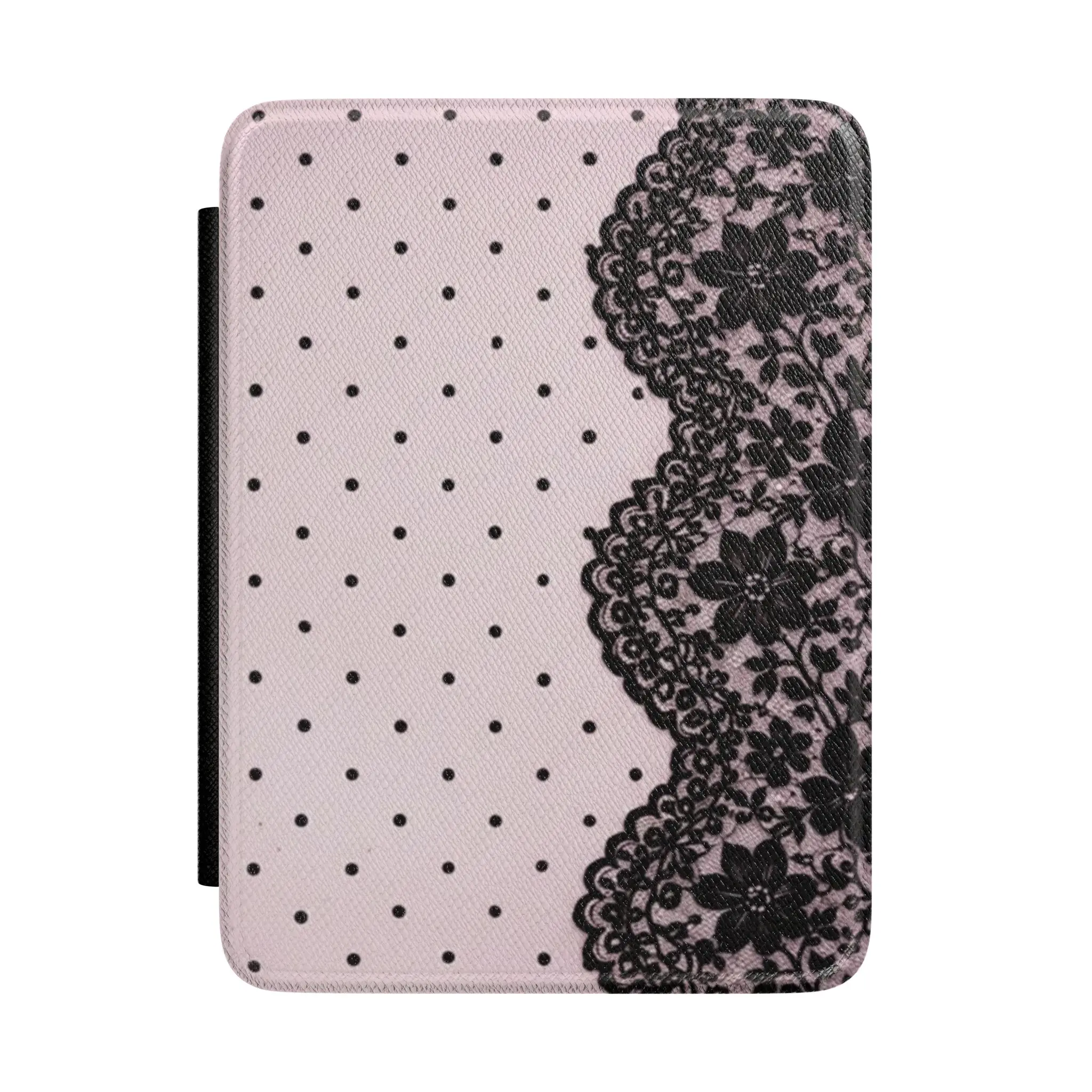 Pink Lace & Polka Dot Kindle Case | Coquette Aesthetic Paperwhite Folio Cover