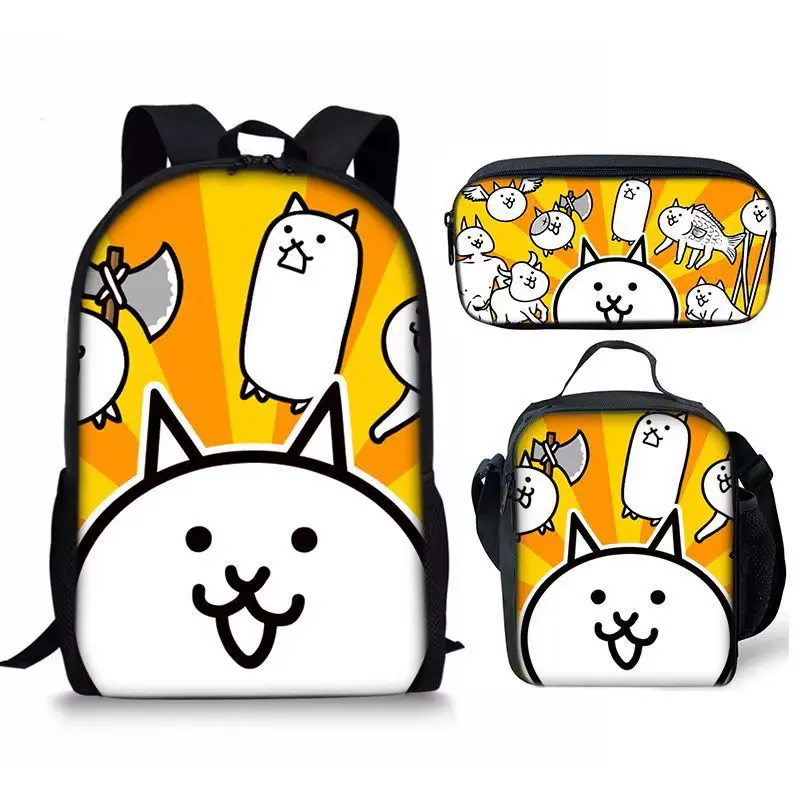 The Battle Cats 3-Piece Set - Student Backpack, Pen Bag, Meal Pack
