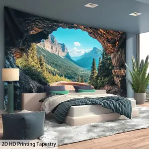 1pc Extra Large Scenic Mountain Forest Landscape Tapestry - Large Polyester Wall Hanging, No Installation Needed, Ideal for Living Room, Bedroom, Office, and Party Decor, Indoor Use, Mountain Wall Art