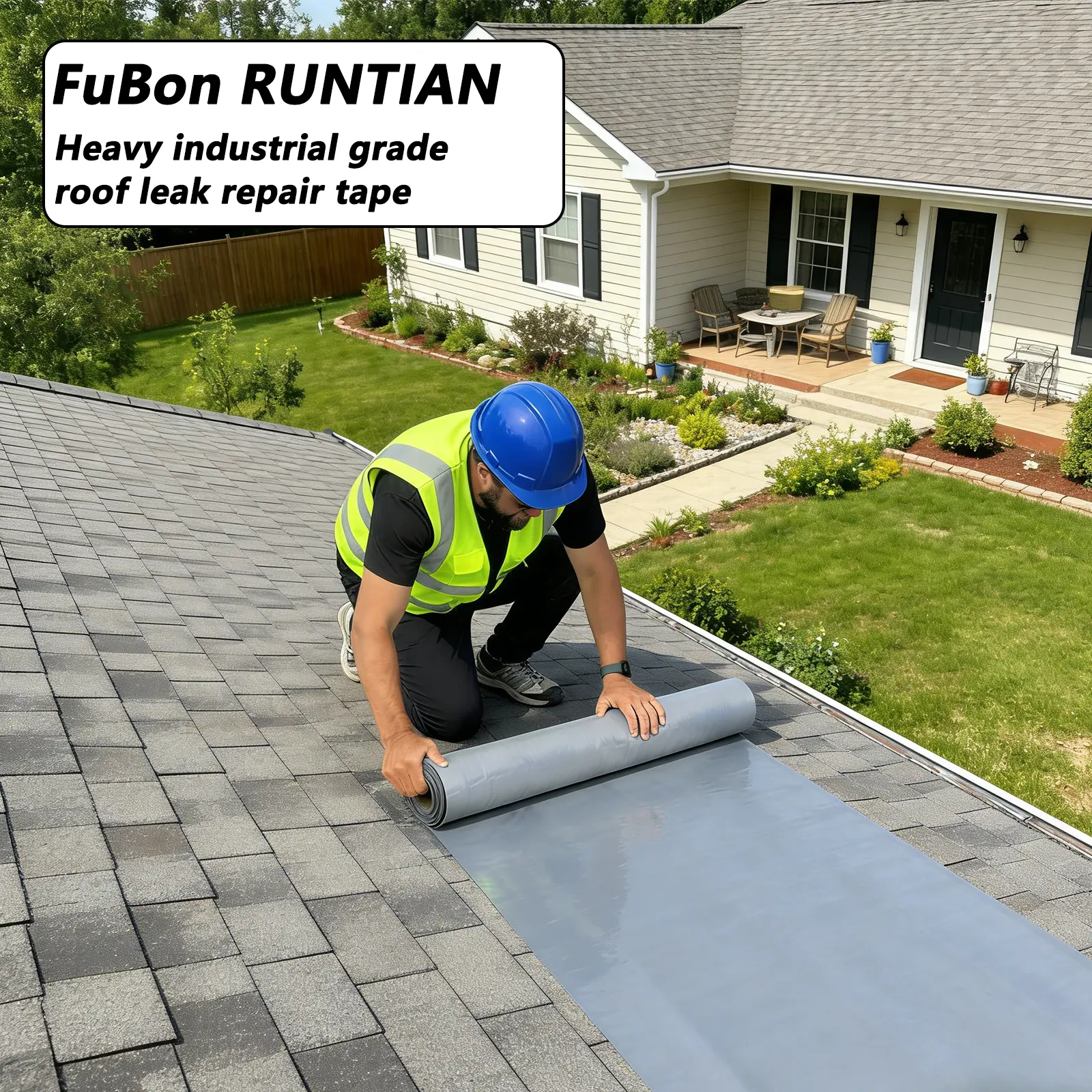 FuBon RUNTIAN 2-Pack Heavy Industrial Grade Adhesive Waterproof Tape (Grey, 50cm*500cm/19.6x5.5yd), Durable Tool-Free HDPE Tape for Quick Leak Repair on Metal/Wood, Concrete Cracks, All Seasons, Extreme Temperature Tolerance, Corrosion/Rust-Resistant