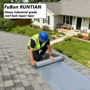 FuBon RUNTIAN 2-Pack Large Roof Waterproof Duct Tape, 19.6in W x 5.5yd L, Tool-Free High-Density Polyethylene Repair Tape, Weather/Corrosion/Rust-Resistant for Quick Leak Fixes on Metal, Concrete Cracks, DIY Waterproofing
