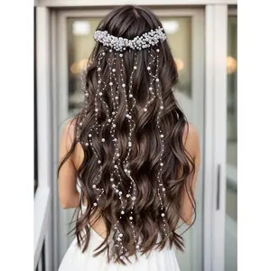 Bridal Pearl Fringe Headband, Elegant Wedding Hair Accessory, Handmade Women's Headpiece With Comb Tiaras