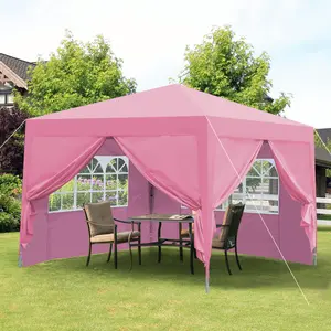 ARCH Outdoor 10x 10Ft Pop Up Gazebo Canopy Tent Removable Sidewall with Zipper,2pcs Sidewall with Windows,with 4pcs Weight sand bag,with Carry Bag-Pink