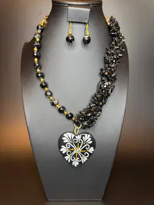Onyx Talavera Corozon Necklace & Earrings