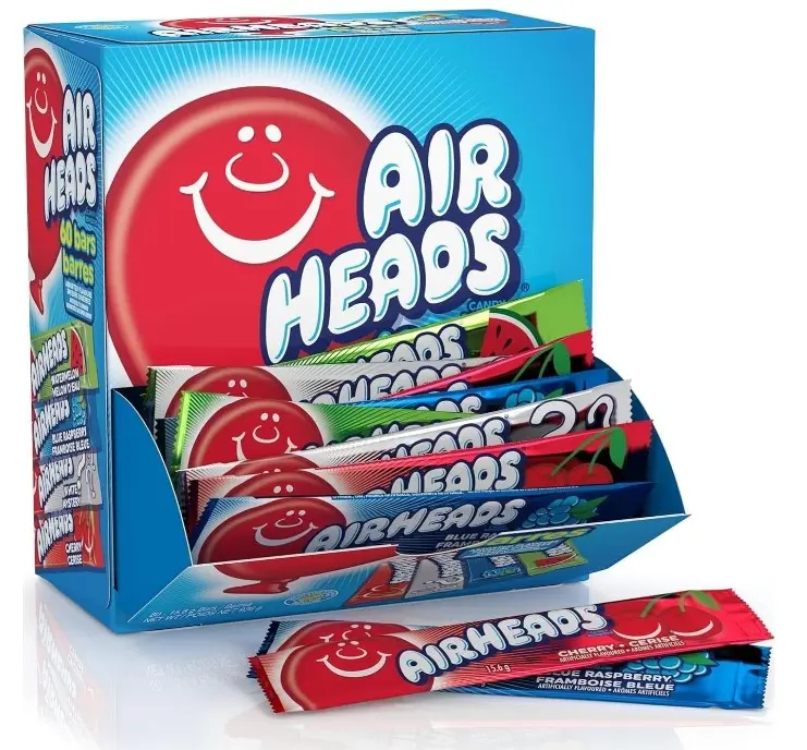 Airheads Full-Size Candy Bars, Assorted Taffy Variety Pack, 60 Count Box