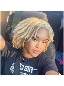 Handmade Human Hair Dreadlock Extensions, 4-16 Inch, 10 Strands, 613# Blonde, Natural Look, Versatile Styling, Suitable for All Ethnics