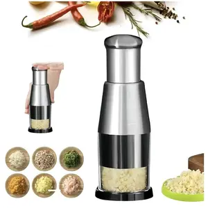 Kitchen Press Type Vegetable Slicer, 1 Stainless Steel Garlic Crusher, Portable Garlic Press and Kitchen Small Tools, Garlic Crusher Cooking Utensils Transparent Girly Kitchenware