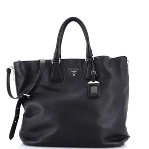 Pre-owned PRADA Leather Tote Bags REBAG Side Zip Convertible Tote Vitello Daino Large by Rebag
