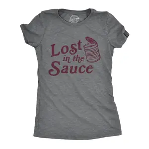Womens Lost In The Sauce T Shirt Funny Thanksgiving Dinner Turkey Day Cranberry Sauce Tee Funny Womens T Shirts Cute Vintage Fashion Casual Ladies T-Shirt Gift Thanksgiving Tops for Women Funny Food Top Women's Dark Grey