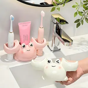 New cartoon crab ceramic electric toothbrush holder bathroom sink toothpaste toothbrush holder and soap dispenser are more beautiful.