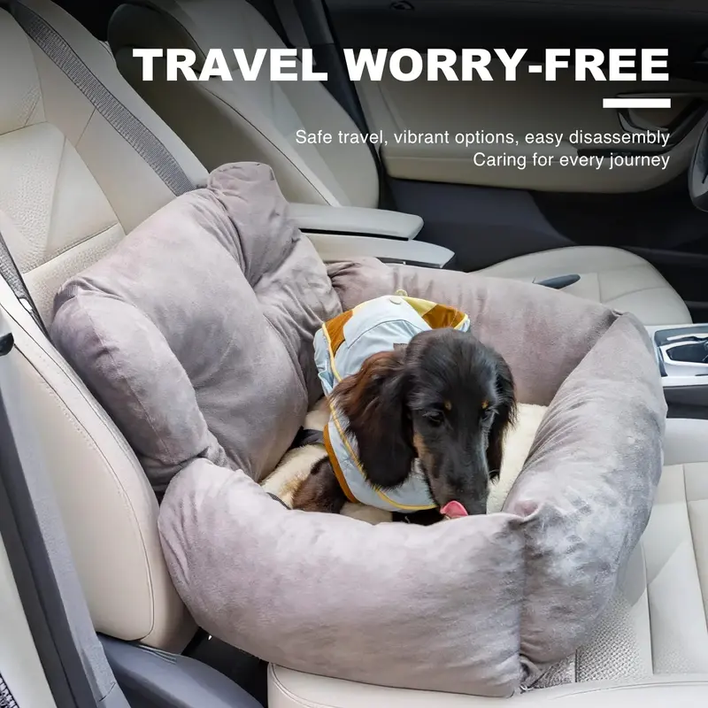 Small Dog Dual Car Travel Booster Seat for Car Trips - Portable Detachable Soft Bed, Breathable Summer Design, Safety Buckle, Easy to Fold and Store, Secure Puppy Fit, Front/Back Seat Fit, Solid Color Pet Travel Accessory (S, Blue M)