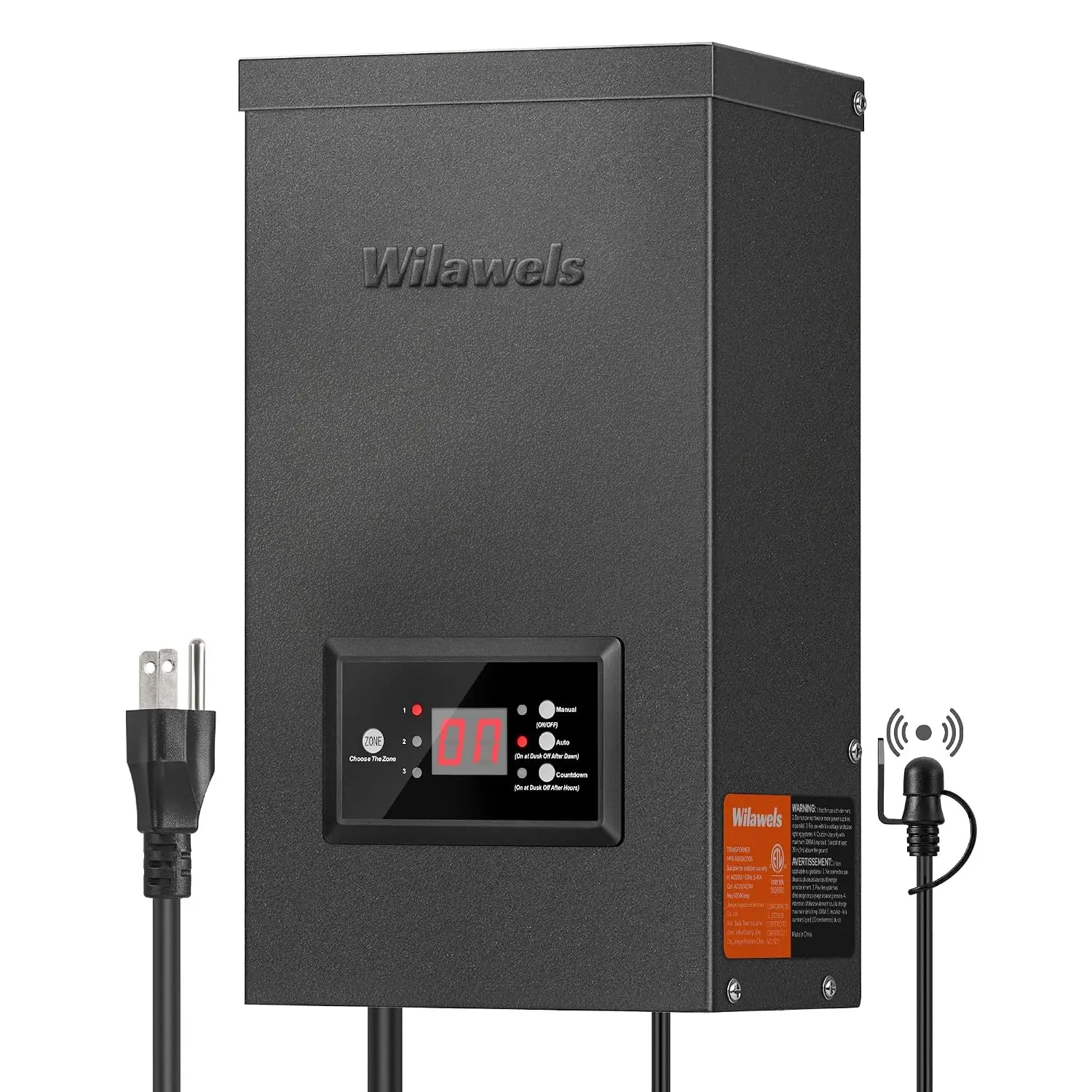 300W Low Voltage Landscape Transformer, 3 Zone Independent Control Landscape Lighting Transformer, 120VAC to 12/14V AC Low Voltage Transformer with Timer & Photocell Sensor ETL Listed C31LT06