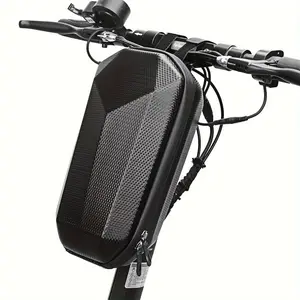 Electric Scooter Hard EVA Shell Hanging Bag - Waterproof 4L Storage Bag for Scooter/Bicycle Handlebar, Front Frame Mount Accessory with Keychain & Mesh Pockets