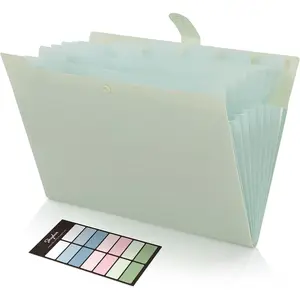 Expanding File Organizer with 8 Pockets, Accordion File Folders with Labels, Portable Document Paper Bill Receipt Organizer,  College School Office Supplies, Letter Size,Light Green