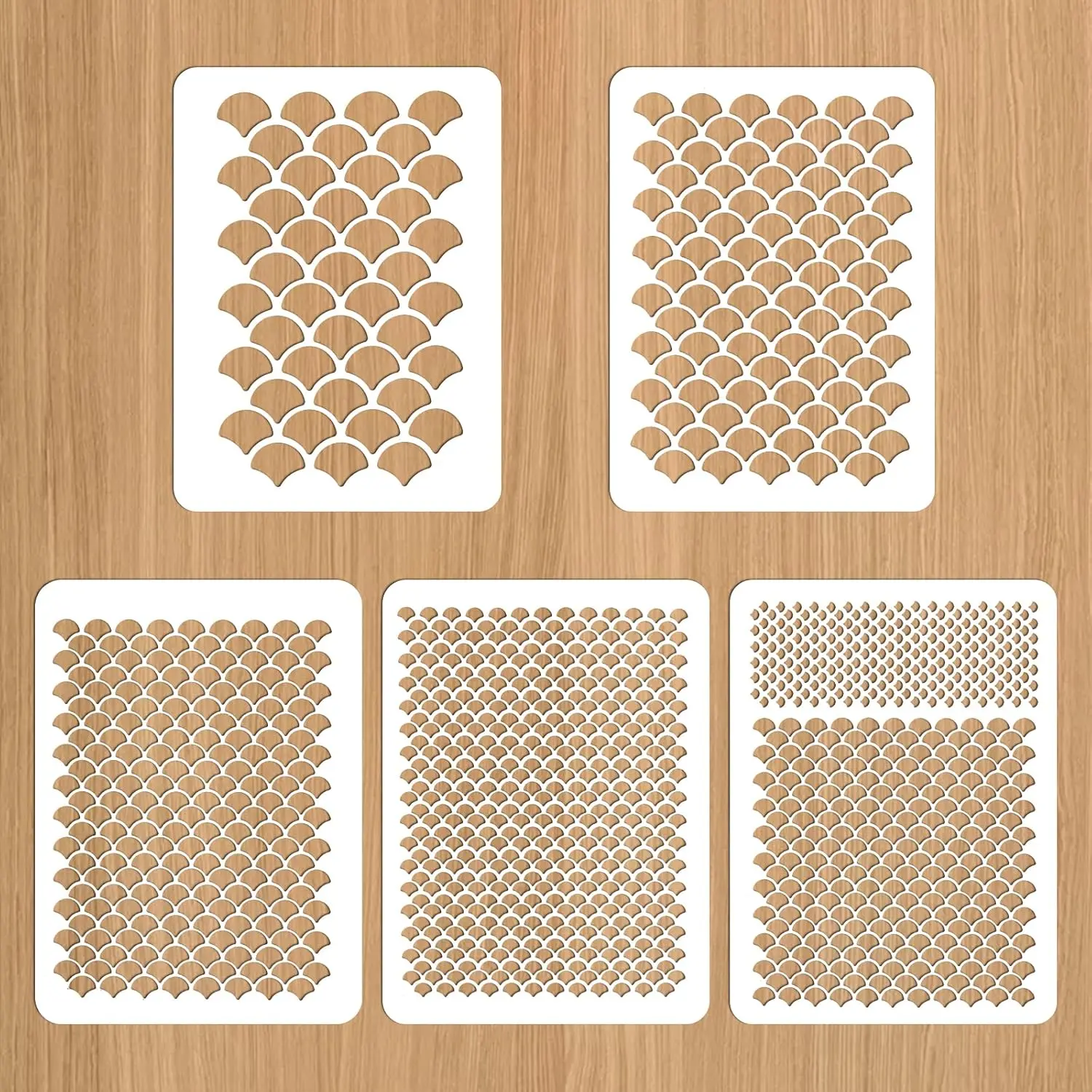 5Pcs Fish Scale Stencil, Face Painting Stencils Stencils for Painting Makeup Stencil Face Paint Stencils Reusable Fish Scale Template Large Plastic Scale Wall Stencil for Painting on Wall Face Body