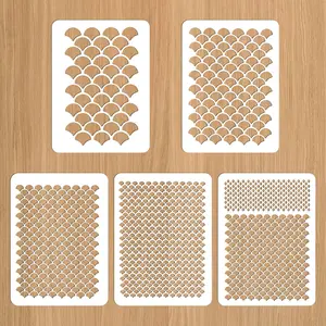 5Pcs Fish Scale Stencil, Face Painting Stencils Stencils for Painting Makeup Stencil Face Paint Stencils Reusable Fish Scale Template Large Plastic Scale Wall Stencil for Painting on Wall Face Body