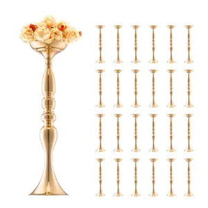 VEVOR 24PCS 50cm/19.7 Tall Wedding Flower Vase, Metal Wedding Centerpiece, Gold Floral Arrangement Stand Display Rack for Tables Wedding Dinner Party, Anniversary Ceremony Birthday Event Decor