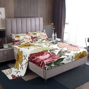 Girls,Floral Bed Sheets,Wildflower Garden Flowers Girly Sheets,Daisy Botanical Blossom Natural Theme Colorful Boho Sheet Set,Bedroom Collection