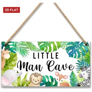 Woodland Nursery Room Decor for Baby Bedroom - Jungle Safari Animal Theme Little Man Cave Sign Wall Decor for Toddler Boy3.93x7.87inch Decoration
