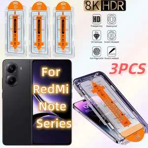 3-Pack HD Screen Protector Film for Redmi Note Series, Easy Installation Tempered Glass, Supports Ultrasonic Fingerprint Unlock, 9h Hardness, Accessories