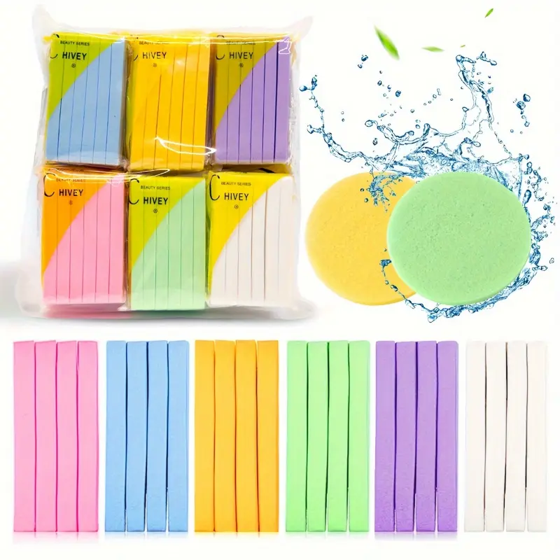144-Count Bulk Round Shape Hydrophilic PU Facial Sponges, Softness-Focused Exfoliating Pads for Makeup Remover & Gentle Cleansing, Unscented for Sensitive Skin