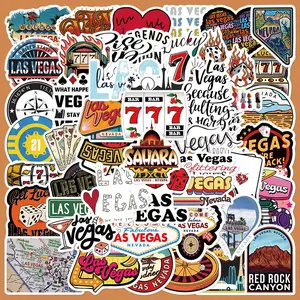 Las Vegas Series Graffiti Sticker, 50pcs/set Sticker Sheet Waterproof Decorative Sticker, DIY Creative Decal for Phone Case, Laptop, Notebook, Helmet, Skateboard