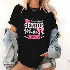 100% Cotton Unisex Senior Mom 2026 MatchingFamily Graduation Class Of 2026 T-Shirt