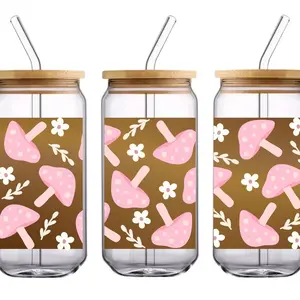 Mushrooms Flowers 16OZ Libbey Glass