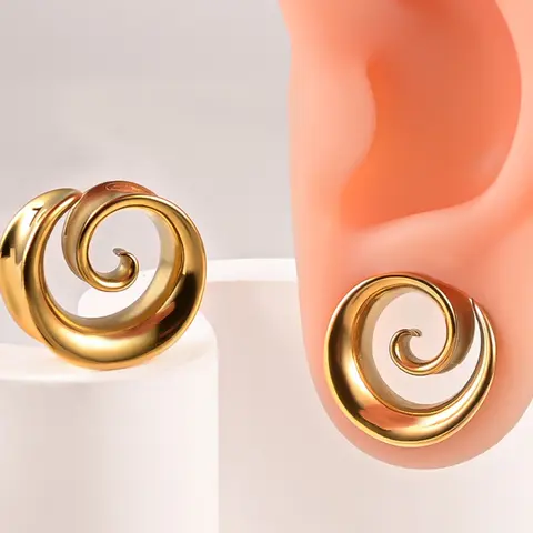 vanku 2PCS Snail Design Ear Expander Saddle Plugs Tunnels Guages for Ears Holes Stainless Steel Stretcher Body Piercing Jewelry High Quality Earrings Gauges for Ears