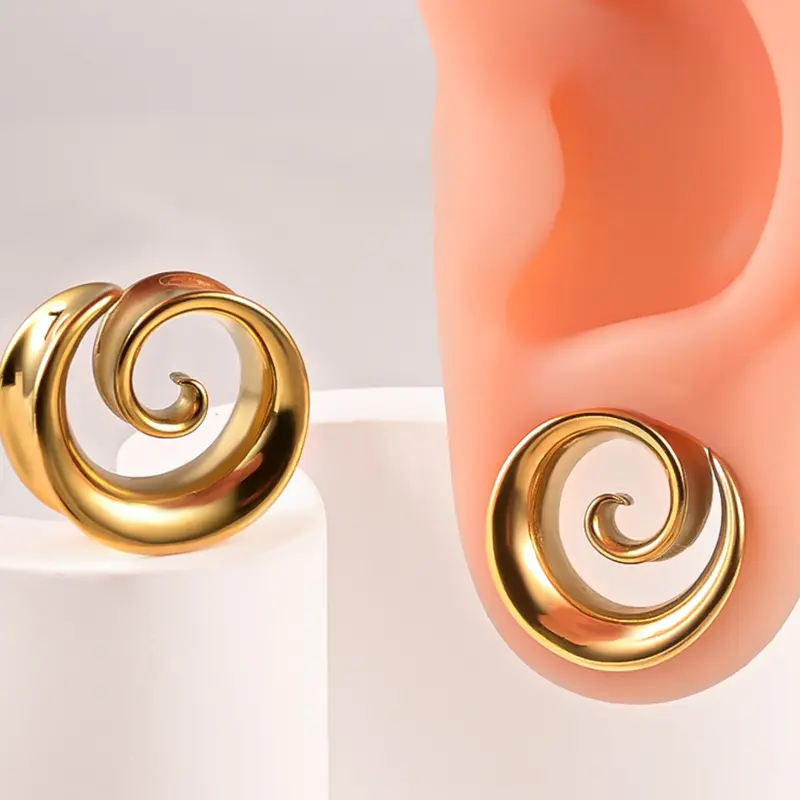 vanku 2PCS Snail Design Ear Expander Saddle Plugs Tunnels Guages for Ears Holes Stainless Steel Stretcher Body Piercing Jewelry High Quality Earrings Gauges for Ears