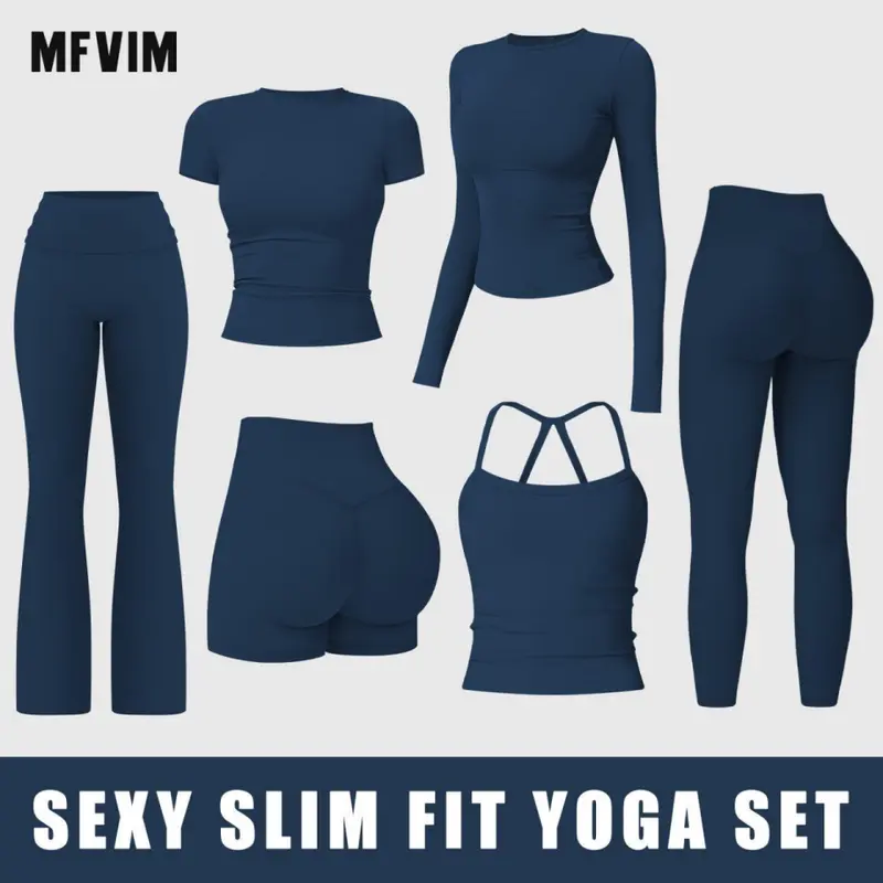 Women's 2-Piece Impact Set - Gym Workout Apparel, Tank Top/Long/Short Sleeve T-Shirt, Butt Lift Seamless Biker Shorts, Compression Skinny Sports Clothing, Yoga Bottoms for Gym Fitness, Woman 2 Piece Set,outdoorfun