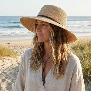 Sforza - Crochet Raffia Sun Hat with Chinstrap